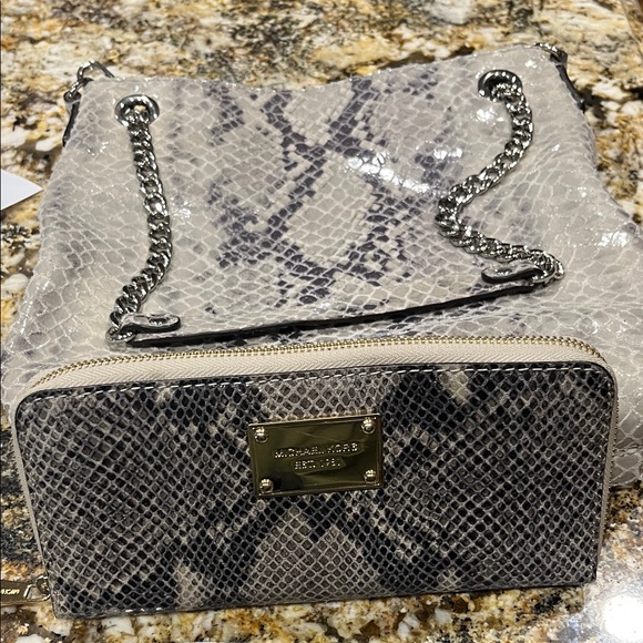 Michael Kors Snake Print Shoulder Bag in Gray - Picture 1 of 4